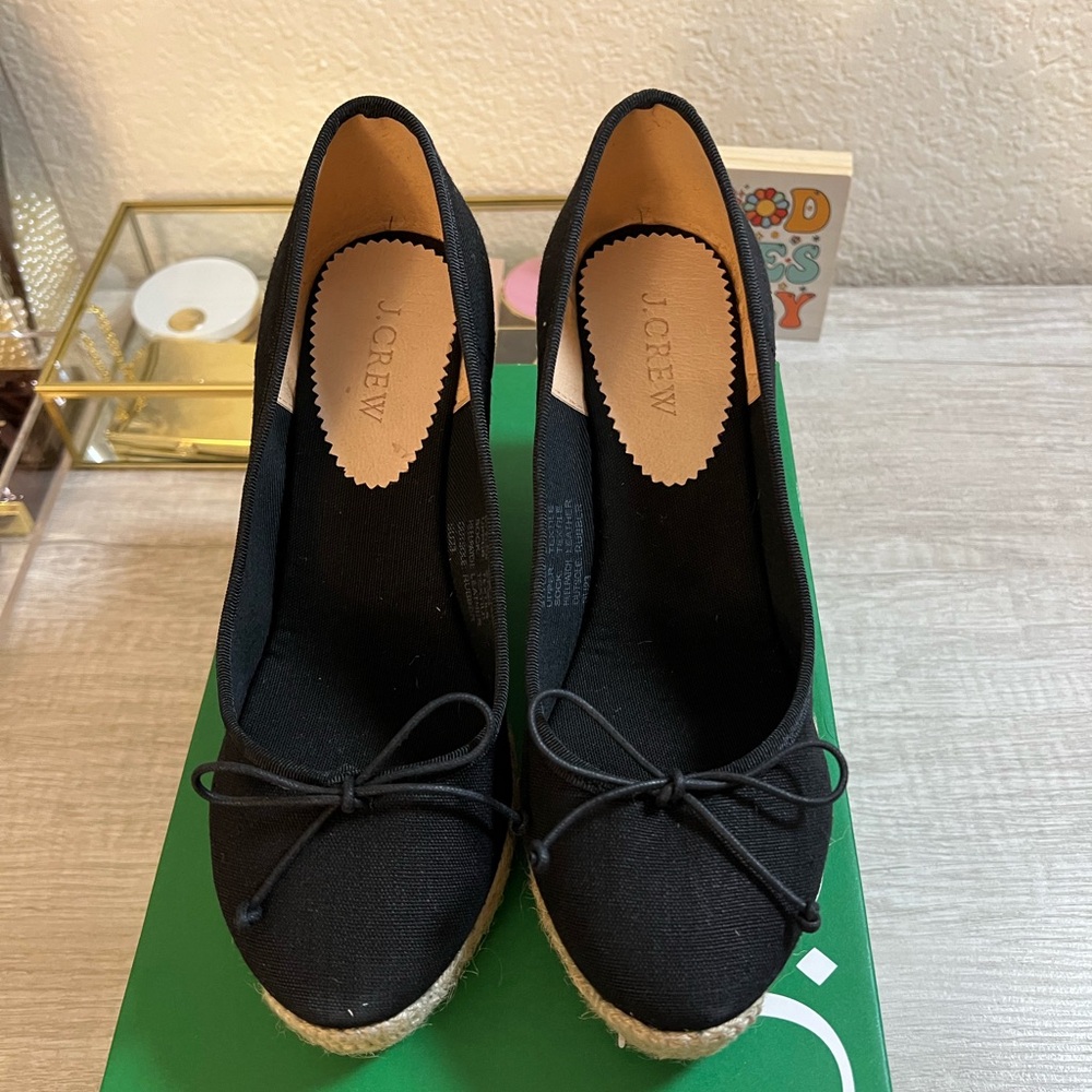 J. Crew Women's Black Espadrille Wedges
